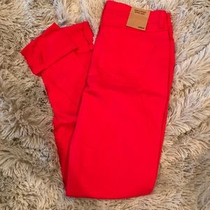 Red skinny jeans